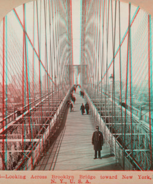 Looking across Brooklyn Bridge toward New York, N.Y., U.S.A. c1903 [1867?-1910?]