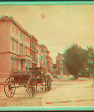 Mt. Vernon Place, southwest from Washington Monument[carriage in foreground]. [ca. 1880] 1859?-1904