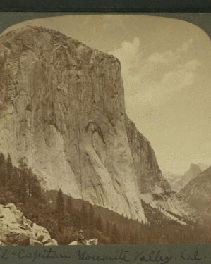 El Capitan,(3300 ft. high), most imposing of granite cliffs, east to Half Dome and Clouds' Rest, Yosemite valley, California. 1893-1904