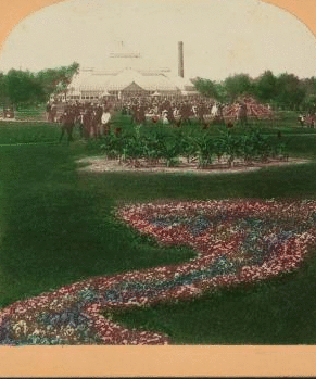 Flower beds and Greenhouse, Lincoln Park, Chicago, Ill. U.S.A. 1865?-1900?