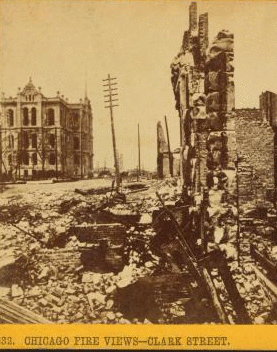 Chicago fire views: Clark Street. 1871