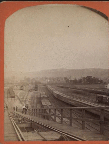 [Erie Railroad yard. View of switch yard.] [1869?-1880?]