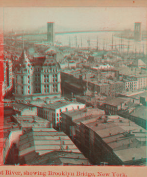 East River, showing Brooklyn Bridge, New York. [1867?-1910?]