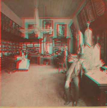 Chas. C. Wells, Druggist, New Brunswick, N.J. [Interior of the Drugstore.] [ca. 1870] 1870?-1915?