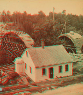 Sudbury River Conduit, B.W.W., div. 4, sec. 15, Sept. 13, 1876. View of centring of arch "A" taken from Ellis St. and looking north. 1876?-1878?