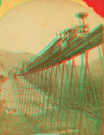 Frankenstein Trestle and Train, P. & O.R.R., Crawford Notch. [1877-1895?] 1858?-1895?