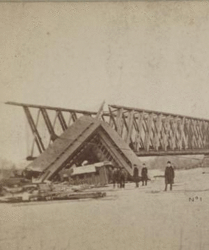 Railroad wreck on Tariffville bridge, January 15, 1878. 1878 1870?-1890?