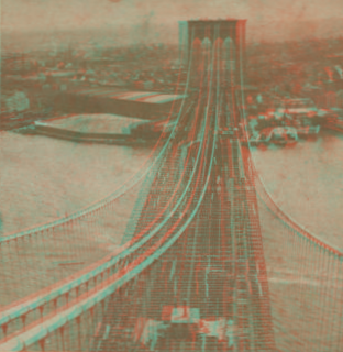 New York, from the pier of the suspension bridge, New York. [1867?-1910?]