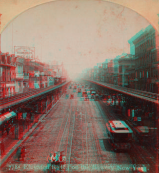 Elevated R.R. on the Bowery. New York. 1870?-1905?