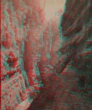 Below Post Office, looking up, Ausable Chasm. 1865?-1885?