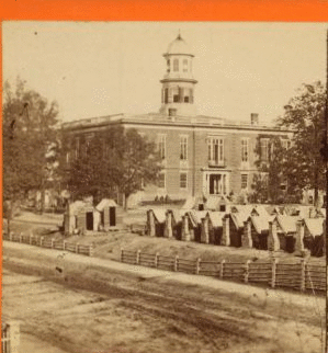 Views of the City Hall and camp of the 2nd Mass. Infantry, Atlanta, Ga. 1880?-1891? 1861-1865 one view copyright 1904