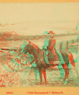 "Old Tecumseh" himself. [Portrait of General Sherman on horseback.] 1880?-1891? 1861-1865 one view copyright 1904