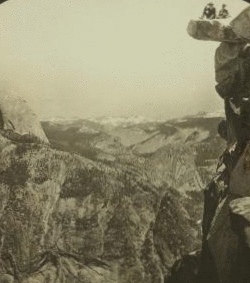 One of nature's grandest spot - the Overhanging Rocks at Glacier Point (3350 ft. above valley, E.N.E. to Half Dome Yosemite  Valley, Cal., U.S.A. 1901-1905