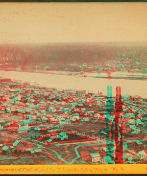 Panorama of Portland and the Willamette River, Oregon. 1867-1910?