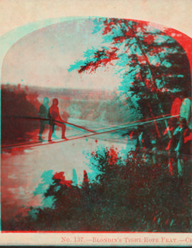 Blondin's Tight Rope Feat: Crossing the Niagara. [1858?-1859?]