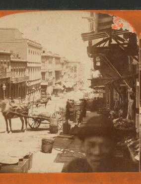 View among the Chinese on Sacramento Street. 1868?-1900? [ca. 1870]