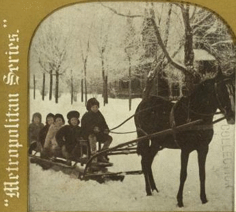 Old Dobbin and the Bobsled. (View of children on a sleigh ride.) 1865?-1885?