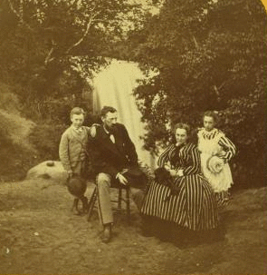 [Family portrait in front of Minnehaha Falls.] 1865?-1903