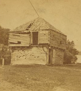 The last remaining one of the old blockhouses connected with Fort Halifax at Teconnet, now Winslow, Me., on a point of land between the rivers Kennebec and Sebasticook, built Sept. 3, 1754. 1869?-1880?