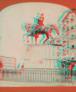 [Equestrian statue of Washington at the Washington Square.] 1870?-1885?