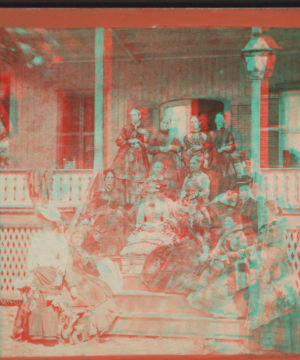 [Group of women sitting on the porch and stairs.] [ca. 1875] 1870?-1889?