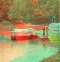 [Colorized view of people on the boat launch.] 1865?-1890?