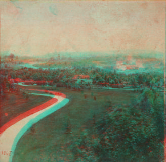 From the Bell Tower, looking south, the Terrace and Mall in the distance. 1863, 1865