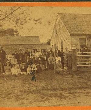 [Group portrait of family and friends gathered in honor of 60th anniversary of David Darling and Lydia Studley, at their home in Hanover.] 1860?-1880?