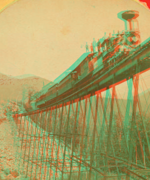 Frankenstein Trestle and Train, P. & O.R.R., Crawford Notch. [1877-1895?] 1858?-1895?