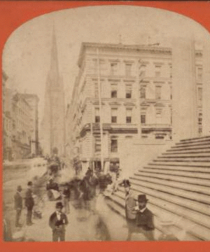 Wall Street and Trinity Church, New York. 1865?-1905?
