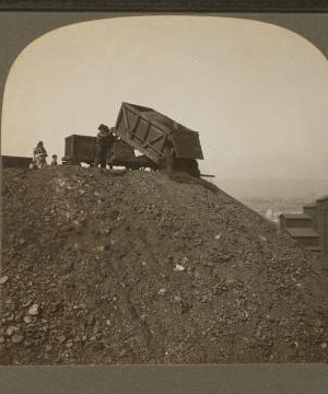 Dumping culm, slate pile, Anthracite Coal Mining, Scranton, Pa., U.S.A. c1905 1870?-1915?