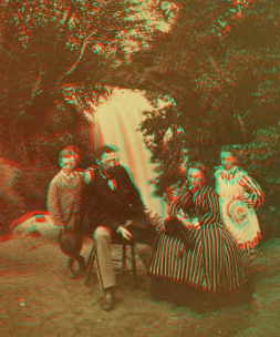 [Family portrait in front of Minnehaha Falls.] 1865?-1903