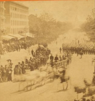 Sherman's Grand Army. Looking up Pennsylvania Avenue from the Treasury buildings, during the passage of the 20th Army Corps. 1861-1865