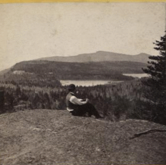 The Mountain House and Valley of the Lakes, from North Mt. High Peak and Round Top in the distance. [1863?-1880?]