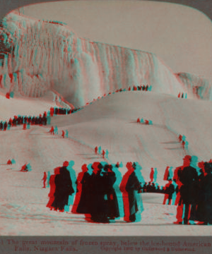 The Great Mountain of frozen spray, below the ice-bound American Falls. 1895-1903