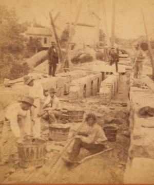 Sudbury River Conduit, B.W.W., div. 4, sec. 15, Sept. 13, 1876. View showing interior structure of Charles River Bridge over arches "F" & "G". 1876 1876?-1878?