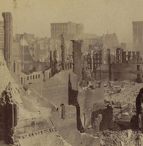 Ruins and skeletons of huge buildings destroyed in the great fire -- N.E. over Hurst Building, Baltimore, Md.