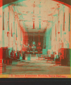 Interior, Franciscan Mission, Santa Barbara. 1870?-1906 [ca. 1875]