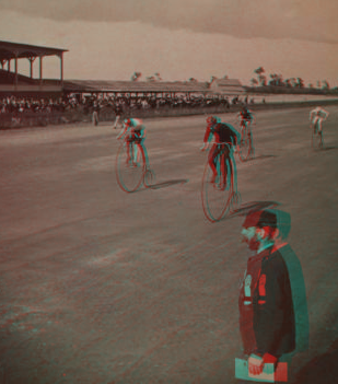 L. A. W., bicycle race, ordinary, the finish. 1865?-1880? 1890