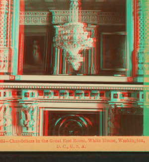 Chandeliers in the Great East Room, White House, Washington, D.C., U.S.A. 1859?-1910? c1898