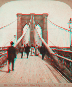 On the Promenade, Brooklyn Bridge, N.Y., U.S.A. [1867?-1910?]