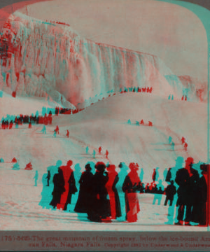 The Great Mountain of frozen spray, below the ice-bound American Falls. 1895-1903