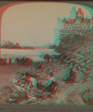 Cliff House and Seal Rocks, from the sea beach, showing the tide coming in, San Francisco, Cal. 1870?-1925? 1902