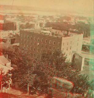 Bird's view of the business district, Dubuque, Iowa. 1865?-1875? ca. 1867