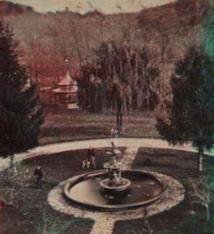 [View of a park or garden with a fountain.] 1865?-1890?