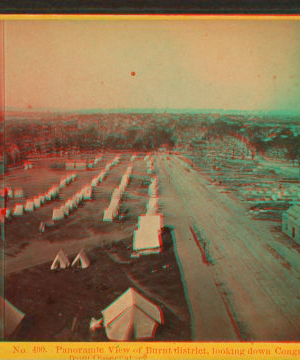 Panoramic view of Burnt district, looking down Congress Street, from Observatory. 1866