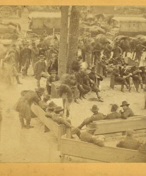 General Grant's Council of War. [Shows Gen. Grant reading map over Gen. Meade's shoulder at Massaponax Church, Va.] 1880?-1891? 1861-1865 one view copyright 1904