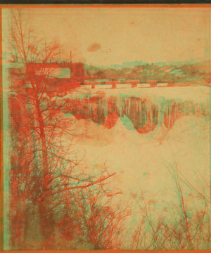 [View of a frozen waterfall.] 