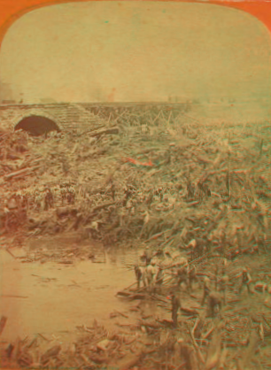 The Johnstown calamity. Searching for bodies and clearing the wreck. 1889