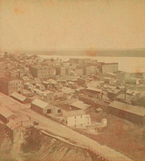 View looking northeast from the tower of the new court house. 1868?-1906?